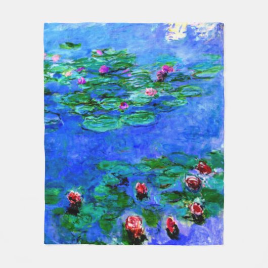 Monet - Waterlelies (rood) Fleece Deken (Voorkant)