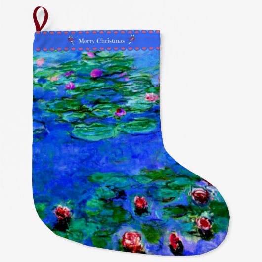Monet - Waterlelies (rood) Grote Kerstsok (Voorkant)