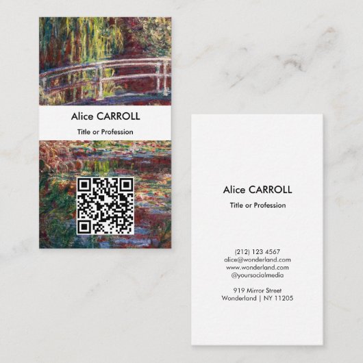Monet - Waterlelies, Roze Harmonie - QR Code Visitekaartje (Voorkant / Achterkant)