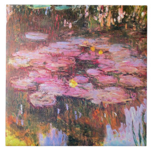 Monet - Waterlelies, roze, Tegeltje