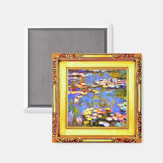 Monet Waterlilies omgeven, Fine Art Magneet (Voorkant / Achterkant)