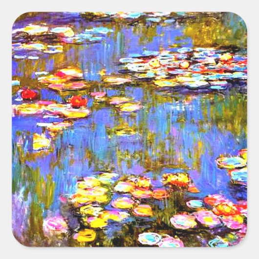 Monet Waterlilies Vierkante Sticker (Voorkant)