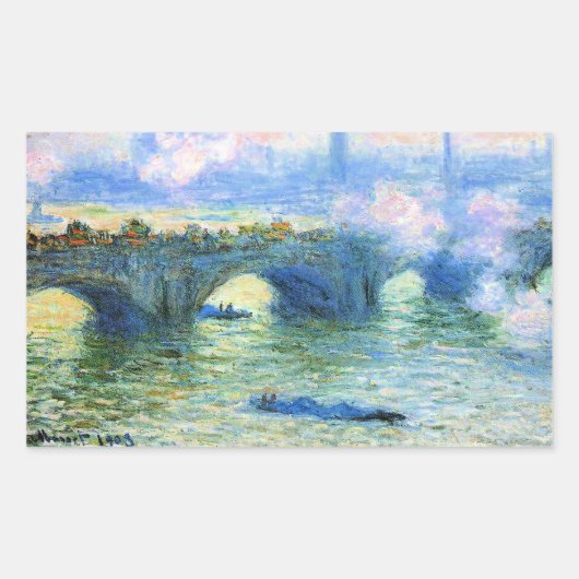 Monet - Waterloo Bridge, London, Rechthoekige Sticker (Voorkant)