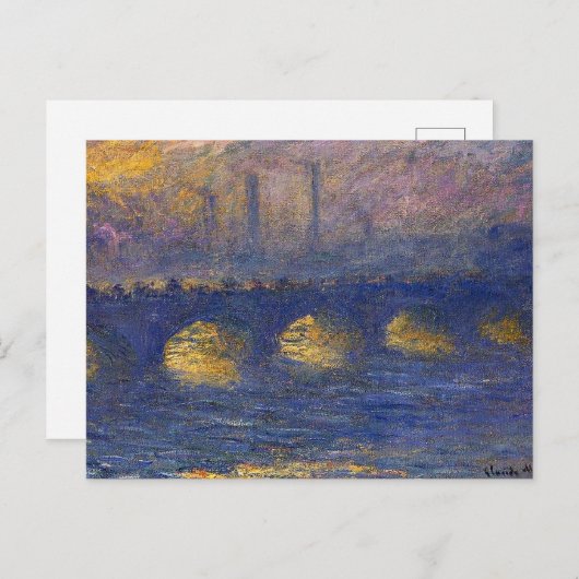 Monet - Waterloorbrug, overcast weer, Briefkaart (Voorkant / Achterkant)