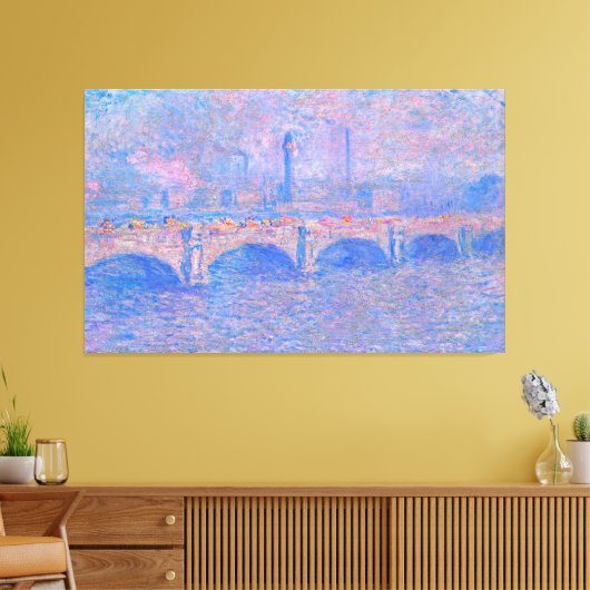 Monet - Waterloorbrug, zonlicht-effect Canvas Afdruk (Insitu (Woonkamer))