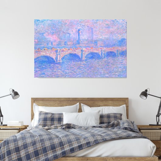 Monet - Waterloorbrug, zonlicht-effect Canvas Afdruk (Insitu (Slaapkamer))