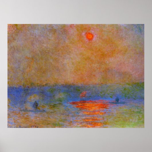 Monet - Waterloorbrug, zonlicht in de mist Poster (Voorkant)