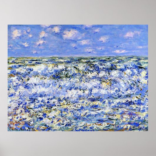 Monet - Waves Breaking, beroemd kunstwerk Poster (Voorkant)