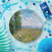 Monet - Weiland met Populieren Papieren Bordje (Feest)