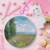 Monet - Weiland met Populieren Papieren Bordje (Feest)