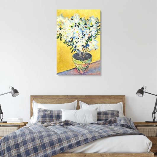 Monet - White Azaleas in a Pot, Canvas Afdruk (Insitu (Slaapkamer))