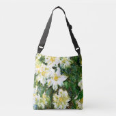Monet - White Clematis, beroemd bloemschilderij Crossbody Tas (Voorkant)