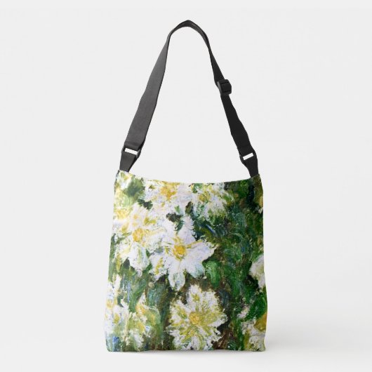 Monet - White Clematis, beroemd bloemschilderij Crossbody Tas (Voorkant)