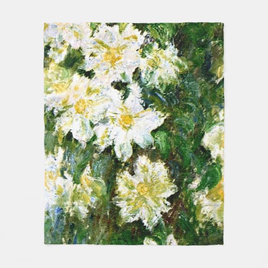 Monet - White Clematis, beroemd bloemschilderij Fleece Deken (Voorkant)