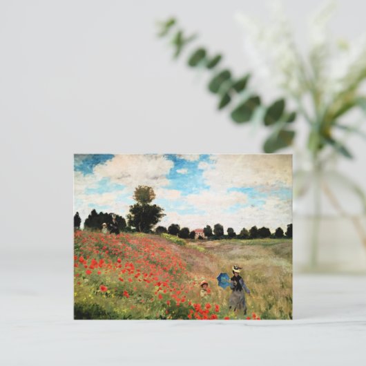 Monet - Wilde papavers nabij Argenteuil, mooie kun Briefkaart (Staand voorkant)