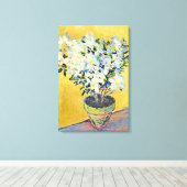 Monet - Witte Azalea's in een Pot, Canvas Afdruk (Insitu (Houten vloer))