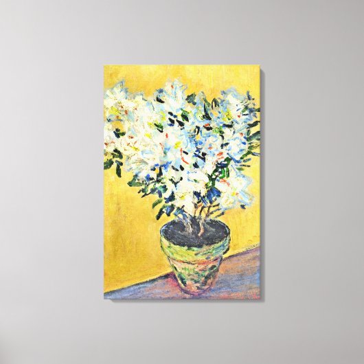 Monet - Witte Azalea's in een Pot, Canvas Afdruk (Voorkant)