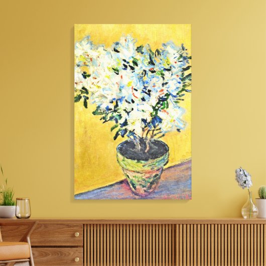 Monet - Witte Azalea's in een Pot, Canvas Afdruk (Insitu (Woonkamer))