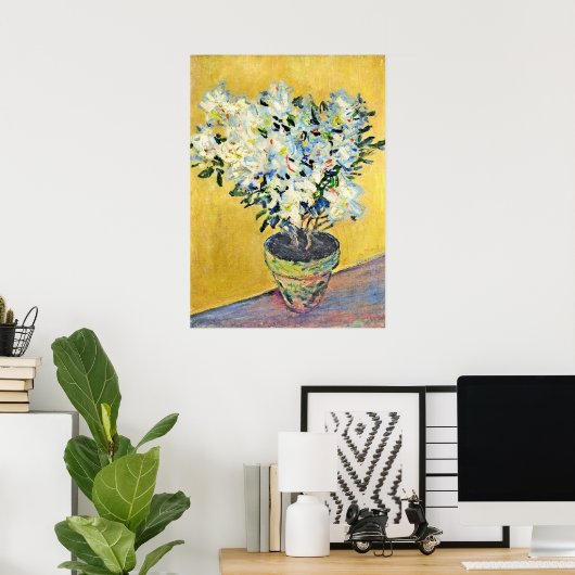 Monet - Witte Azalea's in een Pot,  Poster (Thuiskantoor)