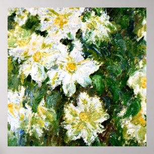 Monet - Witte Clematis, beroemd bloemenschilderij Poster