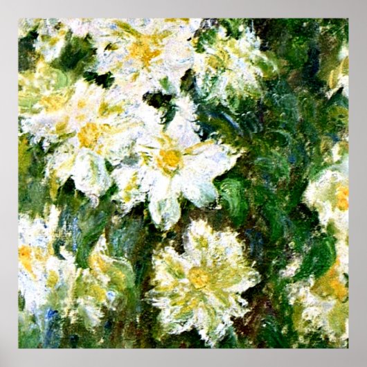 Monet - Witte Clematis, beroemd bloemenschilderij Poster (Voorkant)