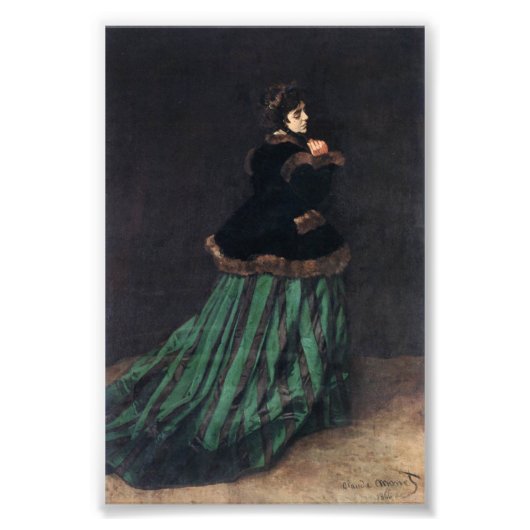 Monet Woman in Green Dress Foto Afdruk (Voorkant)