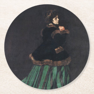 Monet Woman in Green Dress Ronde Kartonnen Onderzetter