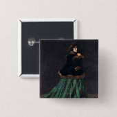 Monet Woman in Green Dress Vierkante Button 5,1 Cm (Voorkant /achterkant)