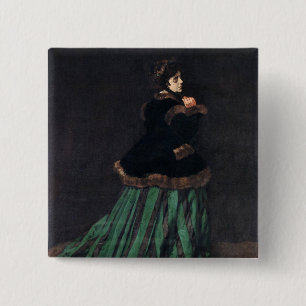 Monet Woman in Green Dress Vierkante Button 5,1 Cm