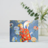 Monet Woman in het Japanse kostuum Briefkaart (Staand voorkant)