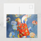 Monet Woman in het Japanse kostuum Briefkaart (Voorkant / Achterkant)