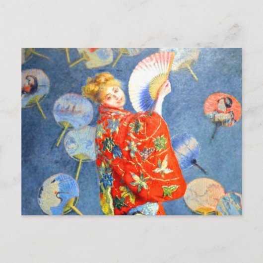 Monet Woman in het Japanse kostuum Briefkaart (Voorkant)