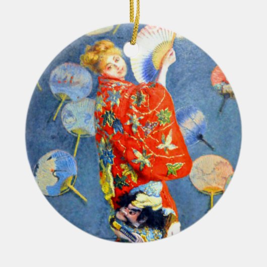 Monet Woman in het Japanse kostuum Keramisch Ornament (Voorkant)