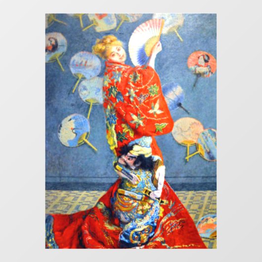 Monet Woman in het Japanse kostuum Raamsticker (Vel)