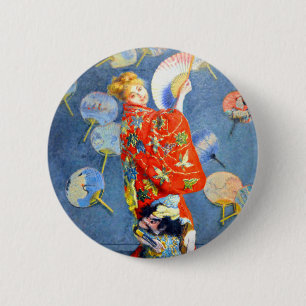 Monet Woman in het Japanse kostuum Ronde Button 5,7 Cm