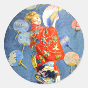Monet Woman in het Japanse kostuum Ronde Sticker