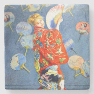 Monet Woman in het Japanse kostuum Stenen Onderzetter