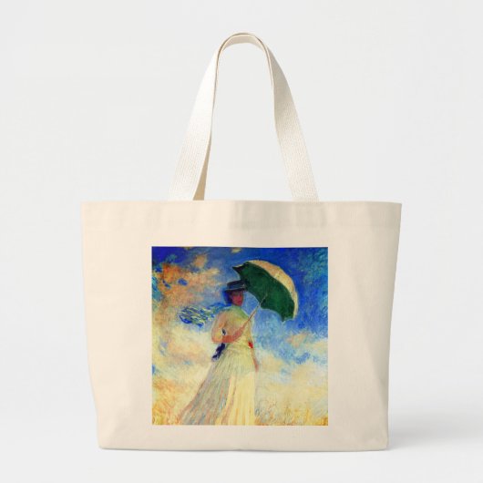 Monet Woman met een parasol die recht onder ogen s Grote Tote Bag (Voorkant)