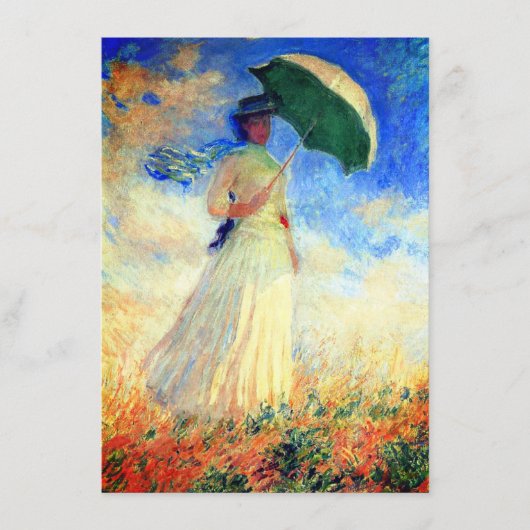 Monet Woman met een parasol die recht onder ogen s Informatiekaartje (Voorkant)