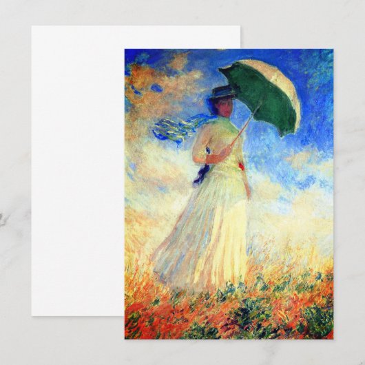 Monet Woman met een parasol die recht onder ogen s Informatiekaartje (Voorkant / Achterkant)