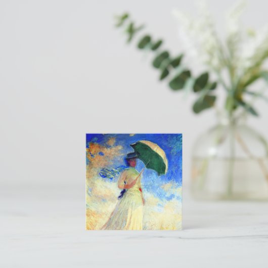 Monet Woman met een parasol die recht onder ogen s Informatiekaartje (Staand voorkant)