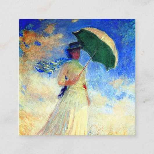 Monet Woman met een parasol die recht onder ogen s Informatiekaartje (Voorkant)