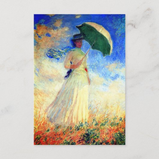 Monet Woman met een parasol die recht onder ogen s Informatiekaartje (Voorkant)
