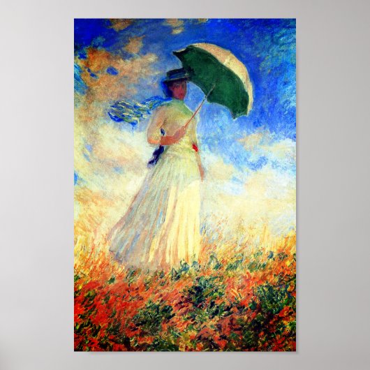 Monet Woman met een parasol die recht onder ogen s Poster (Voorkant)