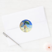 Monet Woman met een parasol die recht onder ogen s Ronde Sticker (Envelop)