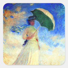 Monet Woman met een parasol die recht onder ogen s Vierkante Sticker
