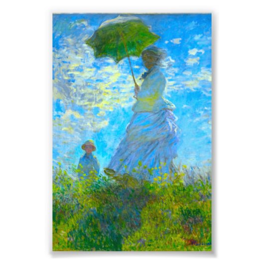 Monet Woman met een parasol Foto Afdruk (Voorkant)