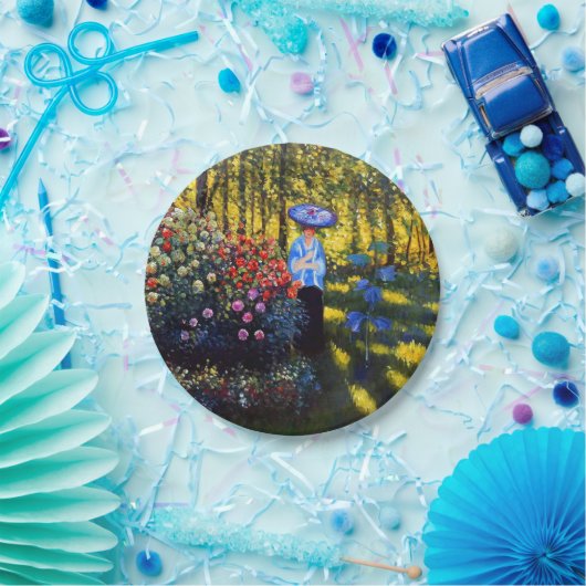 Monet Woman met een parasol in de tuin Papieren Bordje (Feest)