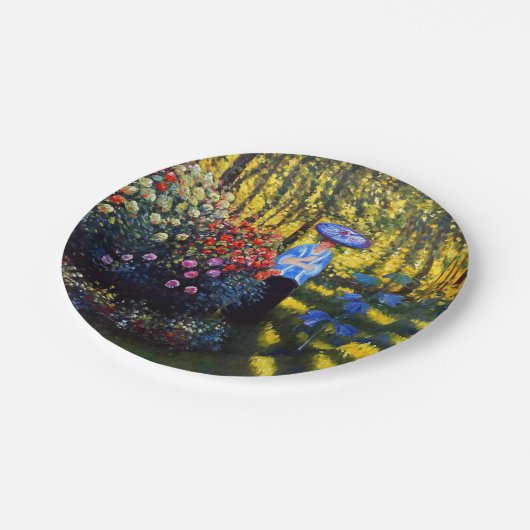 Monet Woman met een parasol in de tuin Papieren Bordje (Gekanteld)