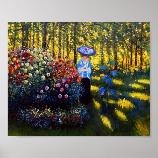 Monet Woman met een parasol in de tuin Poster (Voorkant)
